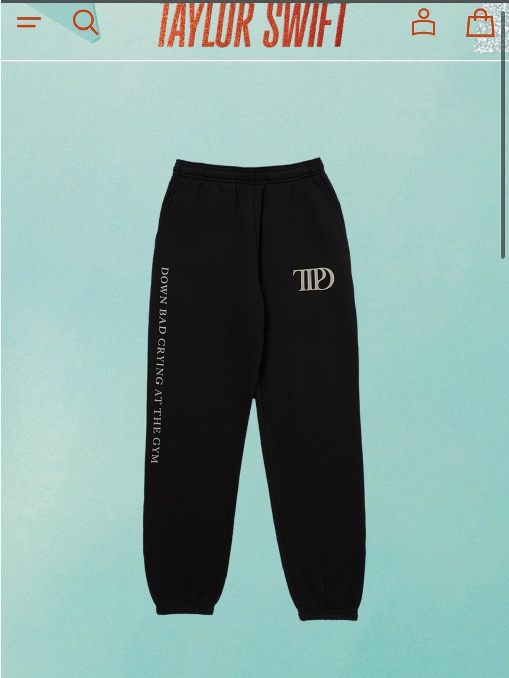 Taylor Swift TTPD “Down Bad Crying At the Gym” Sweatpants